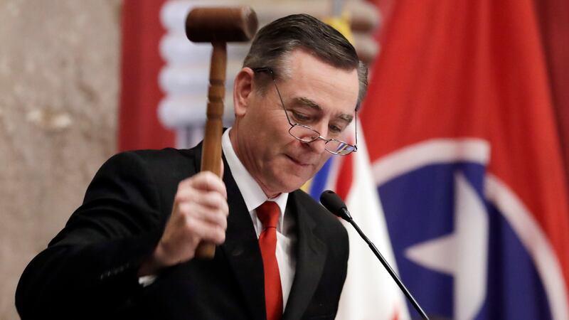 FILE - In this Jan. 8, 2019 file photo, House Speaker Glen Casada, R-Franklin, bangs the gavel...